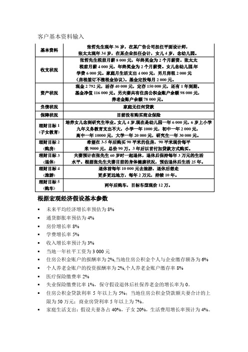 个人理财案例一最终分析