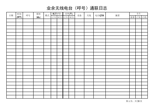 业余无线电通联日志打印模版