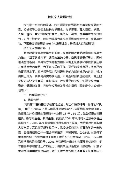 校长个人发展计划