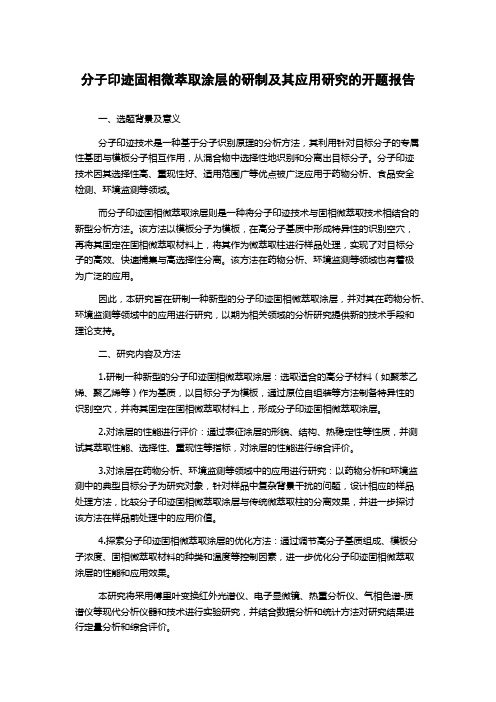 分子印迹固相微萃取涂层的研制及其应用研究的开题报告