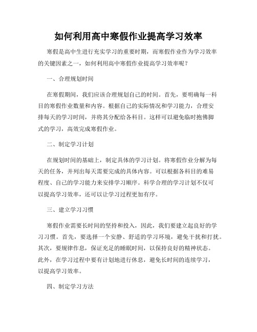 如何利用高中寒假作业提高学习效率