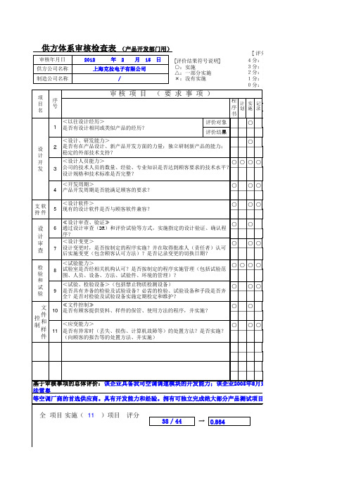 供方体系审核检查表