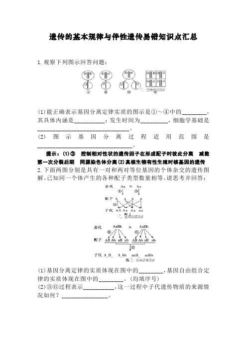 高中生物必修二遗传的基本规律与伴性遗传易错知识点归纳