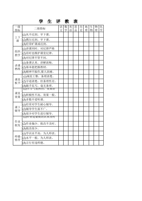 学生评教表