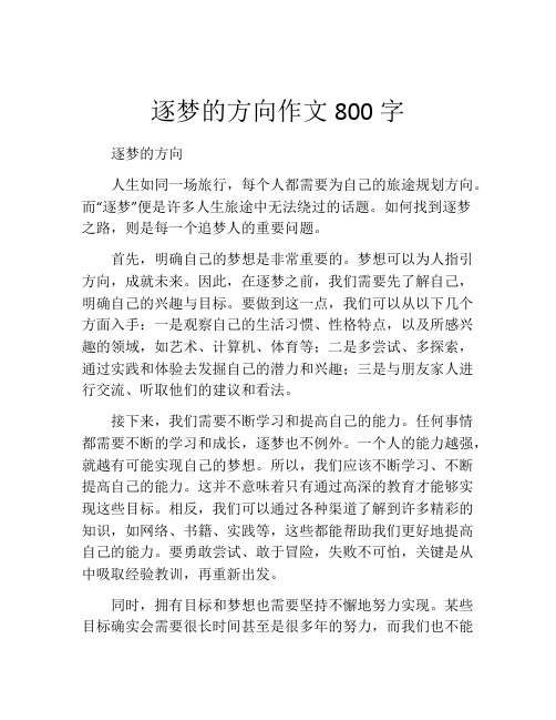 逐梦的方向作文800字