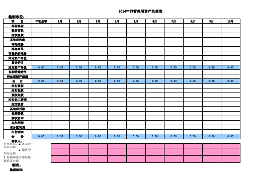 XX公司2014管理用三表