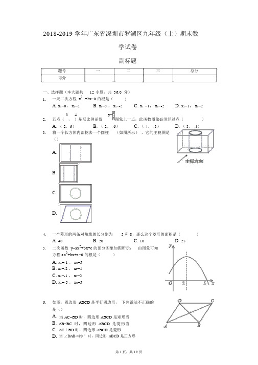 2018-2019学年广东省深圳市罗湖区九年级(上)期末数学试卷