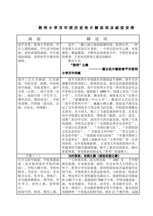 胜利小学百年校庆宣传片解说词