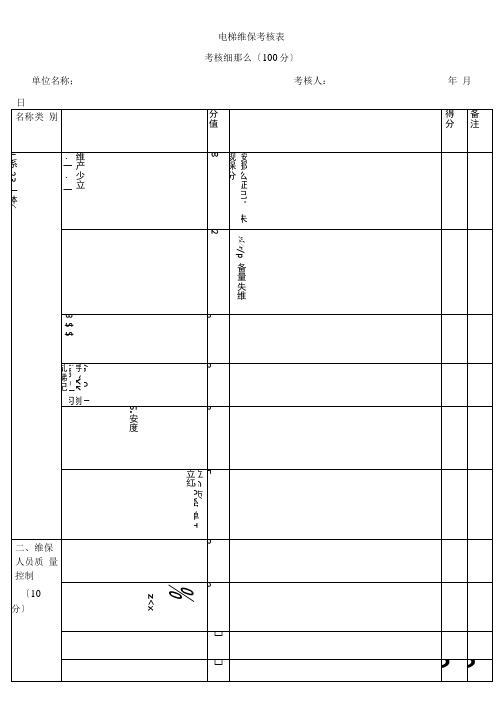 电梯维保考核表评分细则