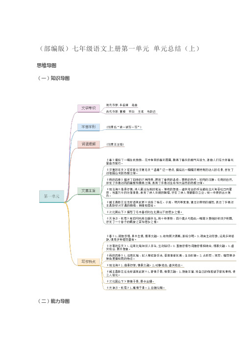 (部编版)七年级语文上册第一单元 单元总结(上)