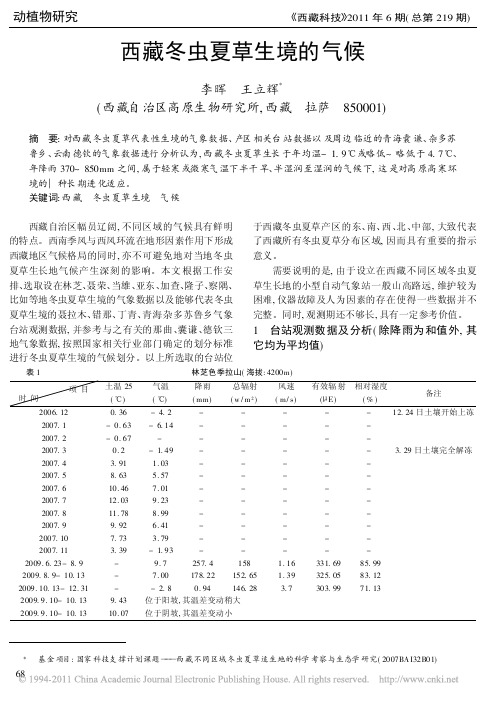 西藏冬虫夏草生境的气候