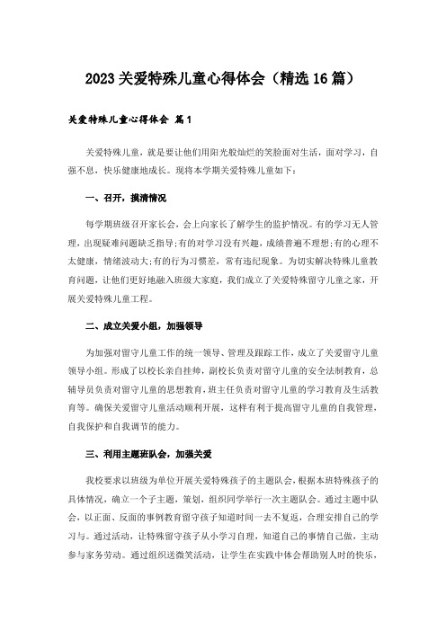 2023关爱特殊儿童心得体会(精选16篇)