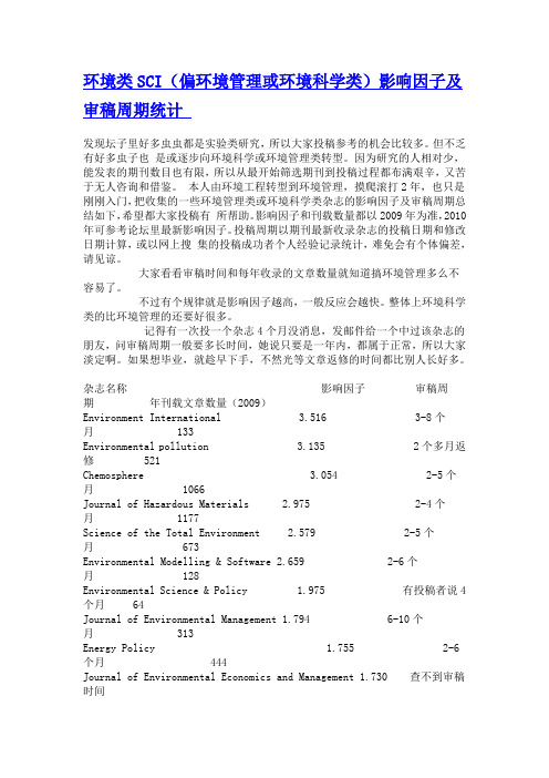 环境类SCI(偏环境管理或环境科学类)