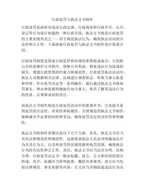 行政处罚与执法文书制作 