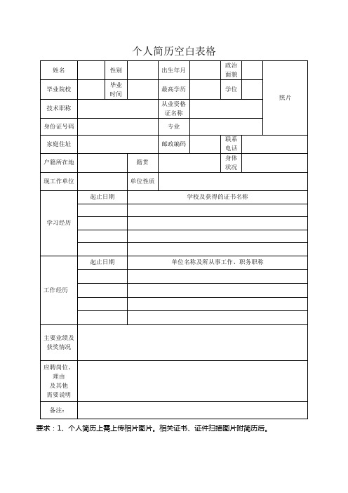 个人空白简历标准表(18)