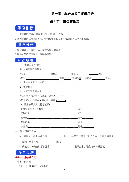 高中必修第一册《1.1 集合的概念》名师优质课导学案