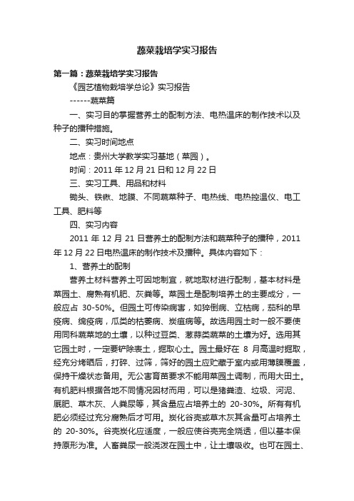 蔬菜栽培学实习报告