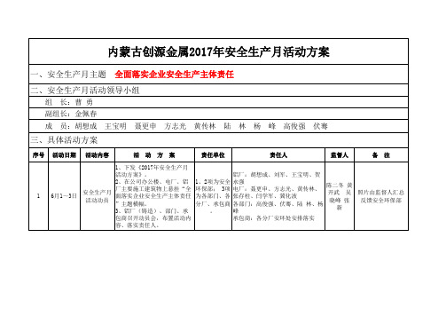 安全生产月活动方案