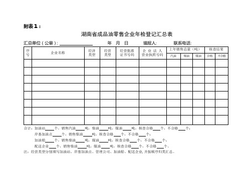 湖南省成品油零售企业年检登记汇总表