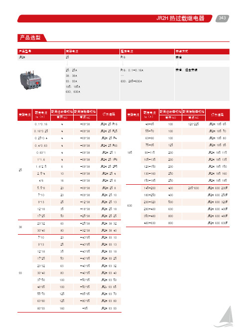 德力西 JR2H热过载继电器 产品说明书