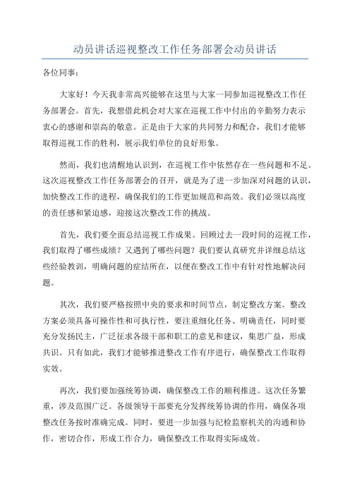 动员讲话巡视整改工作任务部署会动员讲话