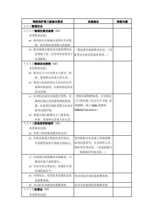 等级保护三级(等保三级)基本要求