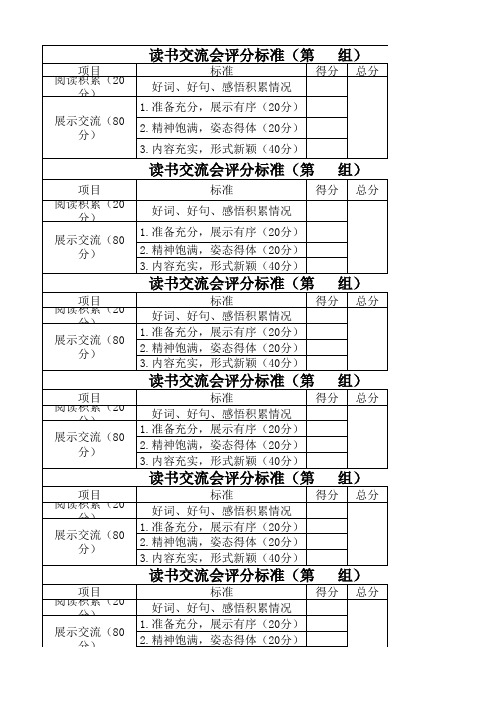 读书交流会评分标准