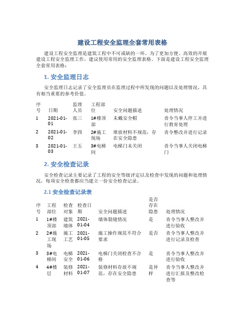 建设工程安全监理全套常用表格doc