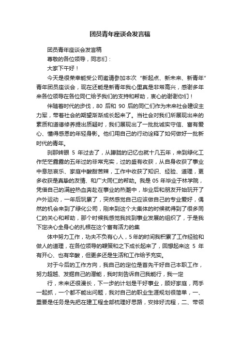 团员青年座谈会发言稿