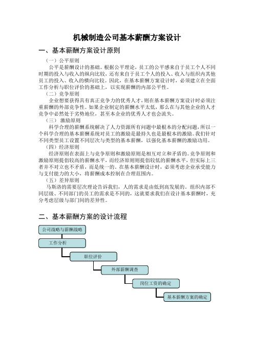 机械制造公司基本薪酬方案设计