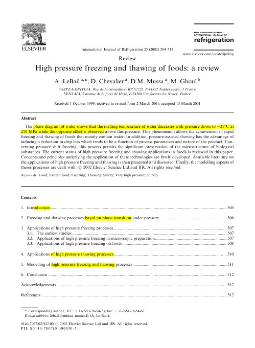 High pressure freezing and thawing