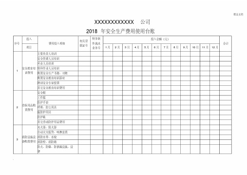 企业安全生产费用使用台账