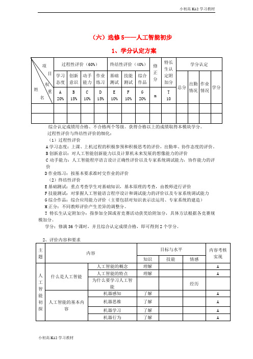 [学习资料]高中信息技术 人工智能初步评价课件 选修5