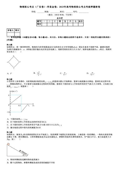 物理核心考点(广东卷)-学易金卷：2023年高考物理核心考点考前押题密卷