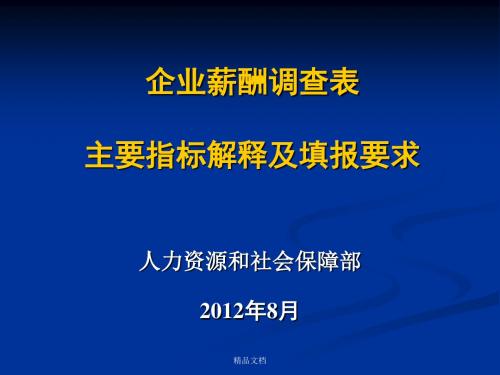 企业薪酬调查表主要指标解释及填报要求培训课件