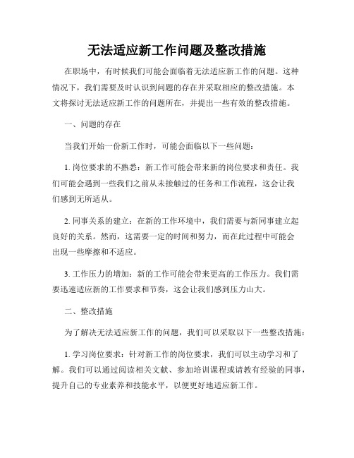 无法适应新工作问题及整改措施