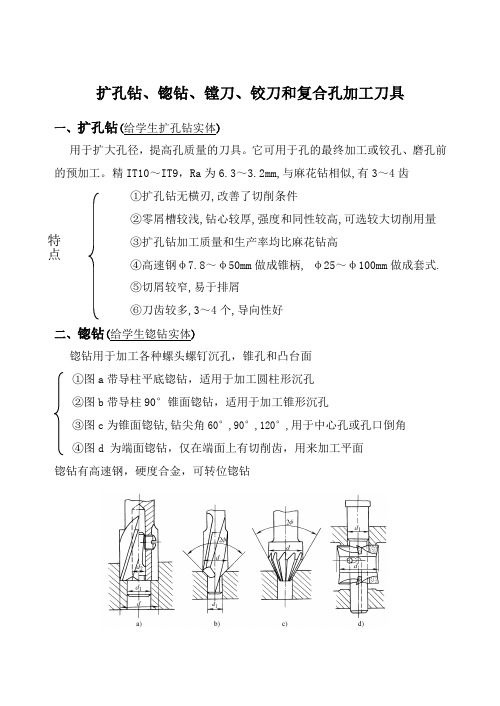 扩孔钻、锪钻、镗刀、铰刀和复合孔加工刀具