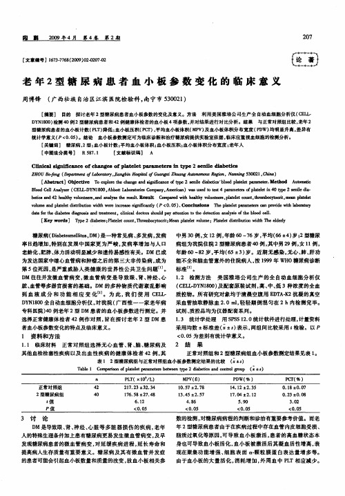 老年2型糖尿病患者血小板参数变化的临床意义