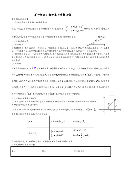 极坐标与参数方程知识点总结