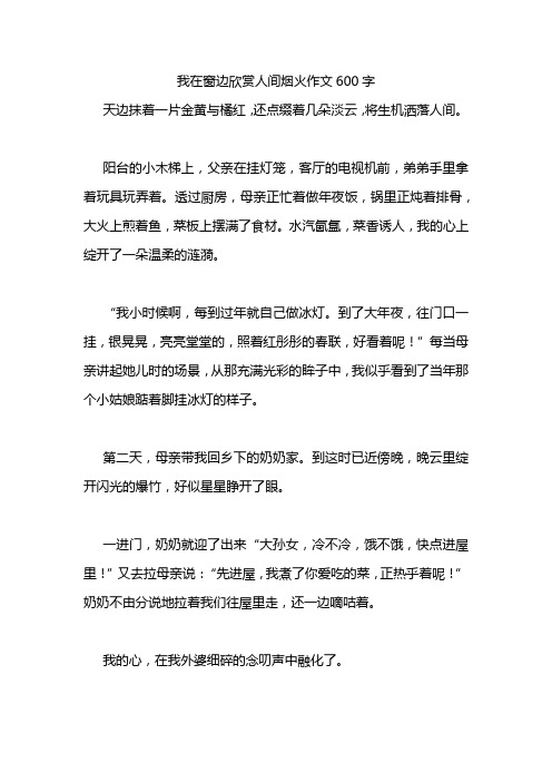 我在窗边欣赏人间烟火作文600字