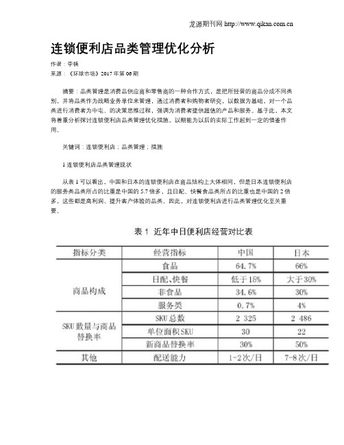 连锁便利店品类管理优化分析