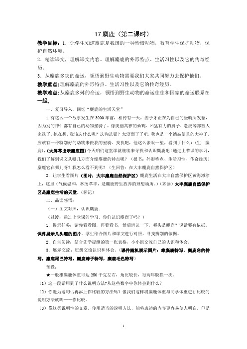 六上《17麋鹿》教案