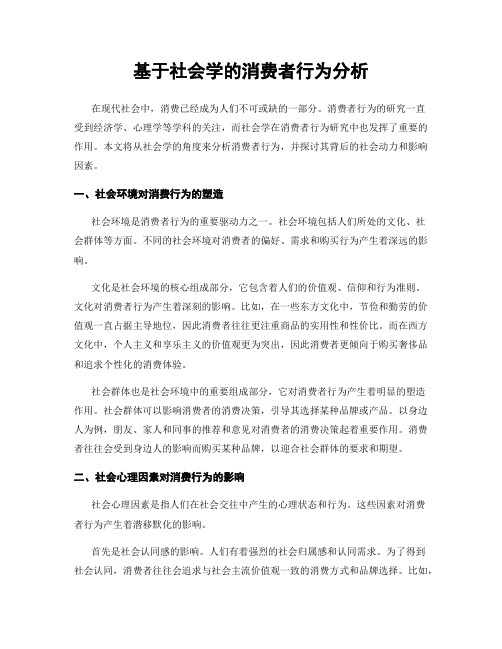 基于社会学的消费者行为分析