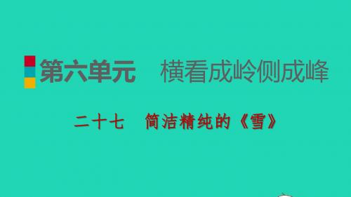 2018_19届九年级语文下册第六单元27简洁精纯的《雪》习题课件苏教版