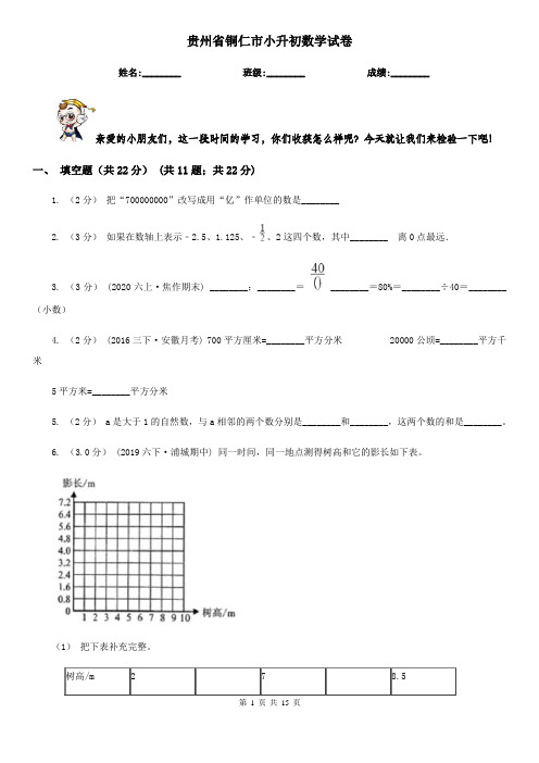 贵州省铜仁市小升初数学试卷