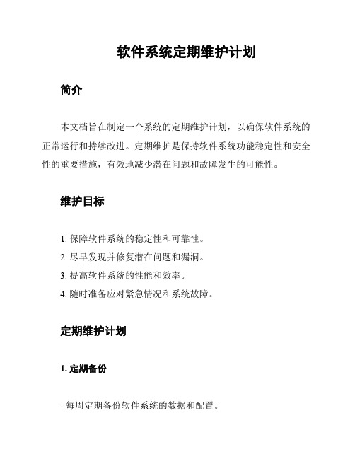 软件系统定期维护计划