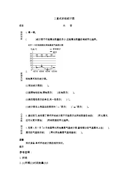 最新北师版数学五下《8.2 复式折线统计图》导学案(推荐)