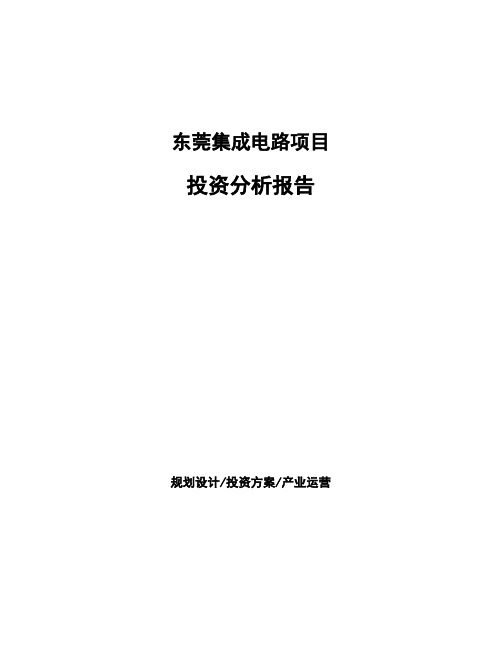 东莞集成电路项目投资分析报告