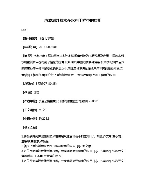 声波测井技术在水利工程中的应用