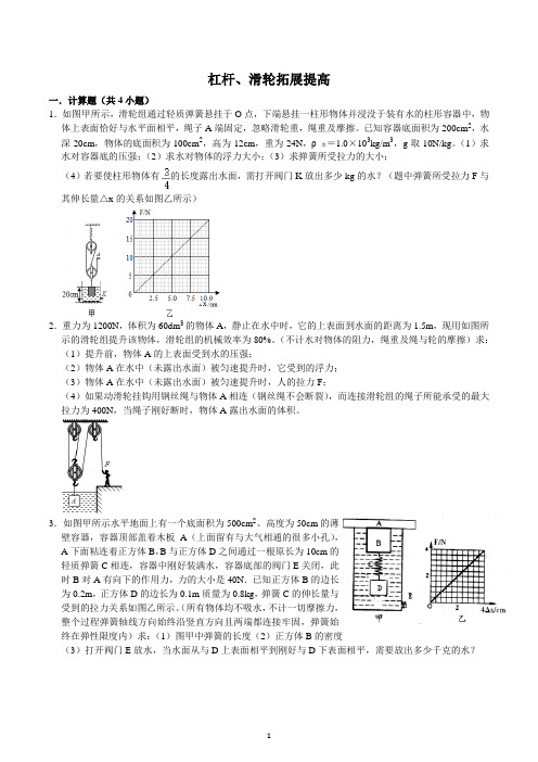 2022年中考物理复习 杠杆、滑轮压轴题